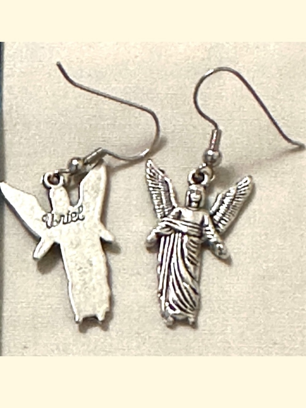 Archangel Uriel Earrings Silver Tone Angel Dangle Handmade Spiritual Wisdom Gift